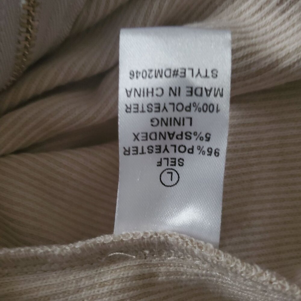 Fashion Nova Beige Bandeau Top‎ Corset-Style Back Flare Leg Jumpsuit Size Large - Picture 11 of 12